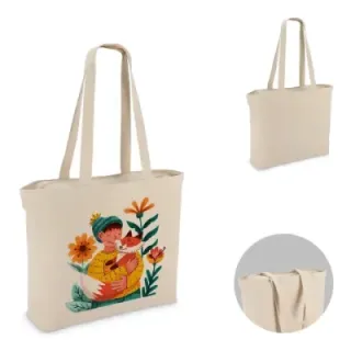 Cotton Tote bag with zip OEKO-TEX® 47 x 11 x 35cm 320g/m² - LT95384 (gadzety reklamowe)